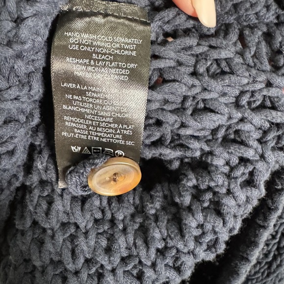 Maeve Sweater Vest Womens Medium Blue Open Knit V Neck Side Button Tunic Chunky - Picture 11 of 13